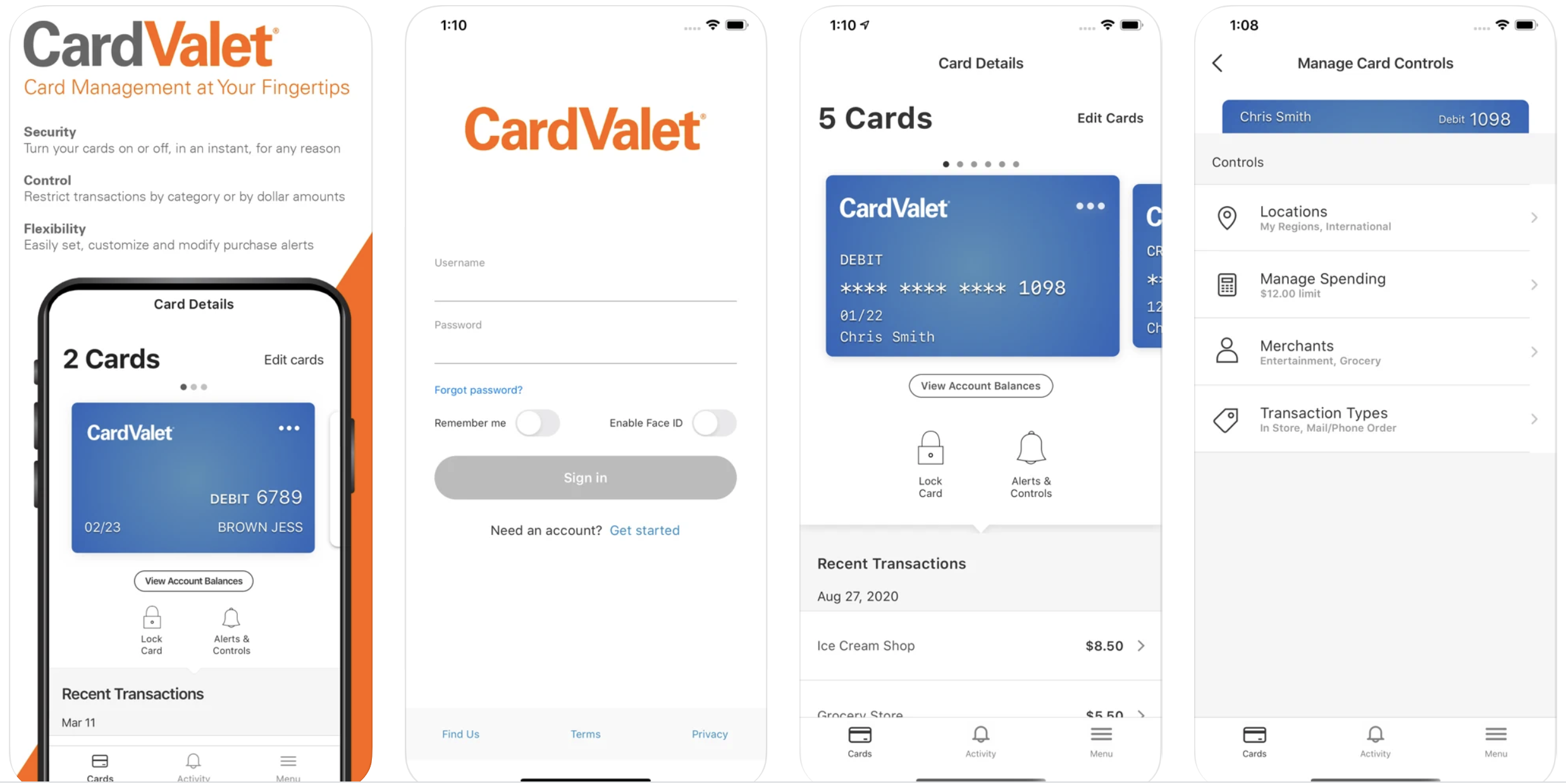 card valet screens app store